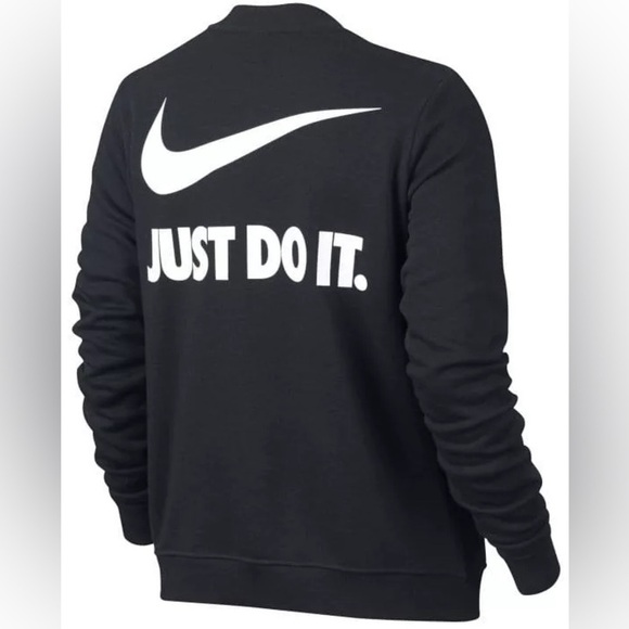 Nike Fleece Track Full Zip Jacket “Just do it” Black Size woman’s size medium - Picture 3 of 13